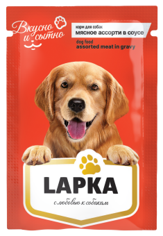 LAPKA Влажный корм для собак мясное ассорти в соусе, 85 г 